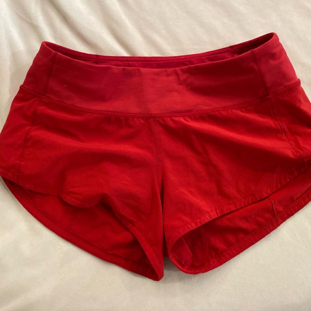 Lulu red running shorts size 2